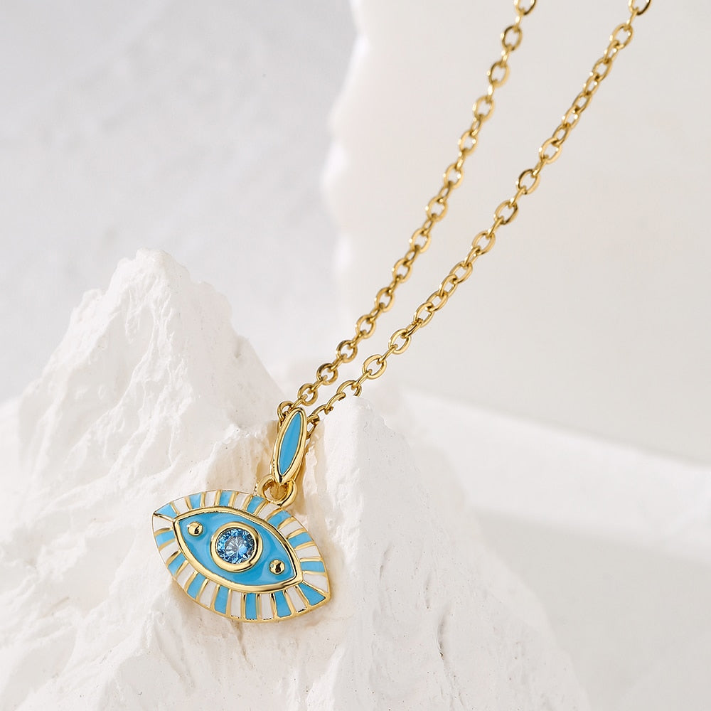 Enamel Gold Evil Eye Necklace