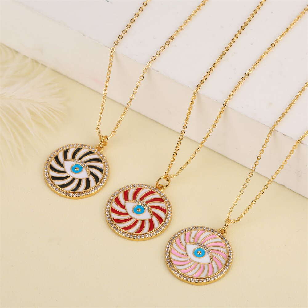 Evil Eye Round Pendant Necklace