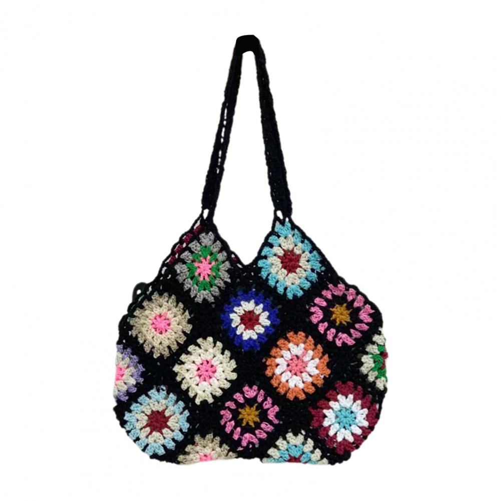 Boho Crochet Knitted Tote Bag