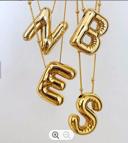 Gold Balloon Initial Necklace