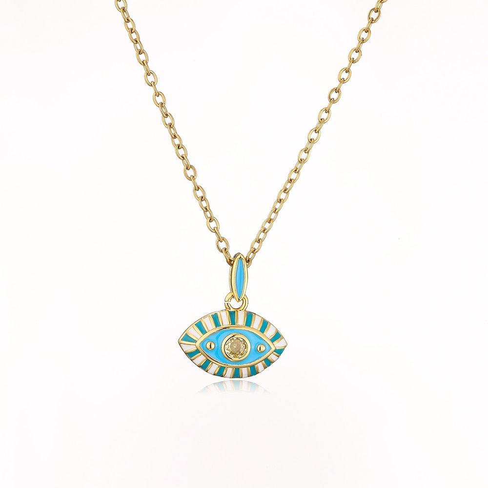 Enamel Gold Evil Eye Necklace