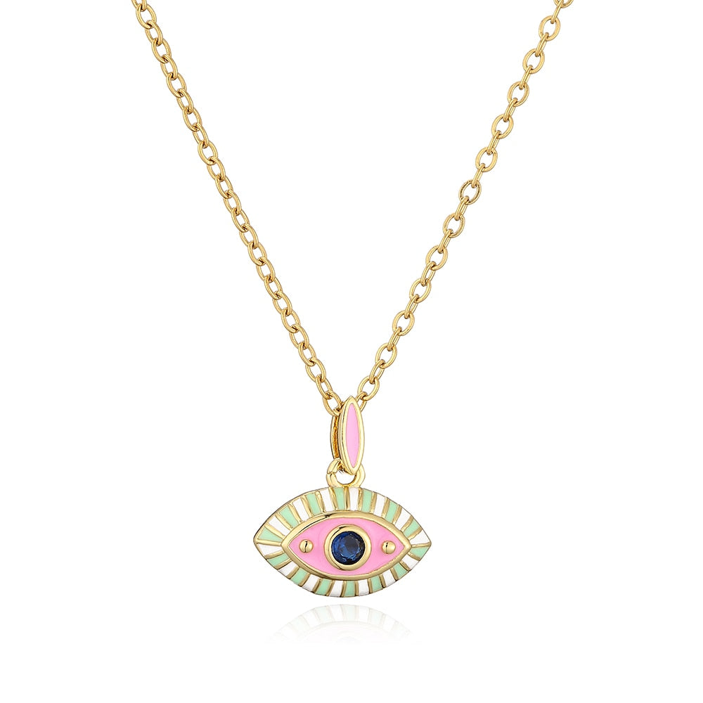 Enamel Gold Evil Eye Necklace