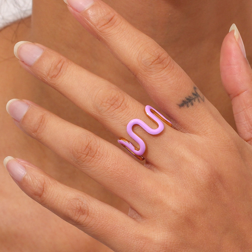 Wavey Enamel Ring