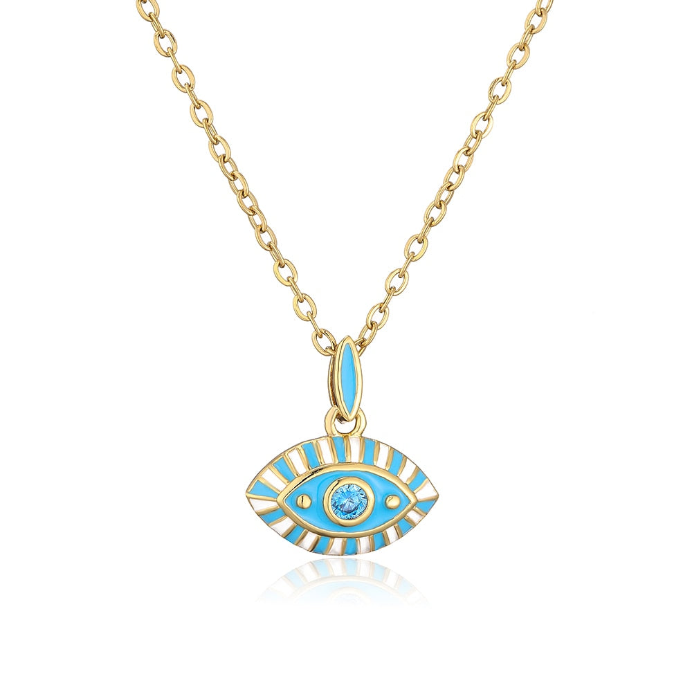 Enamel Gold Evil Eye Necklace