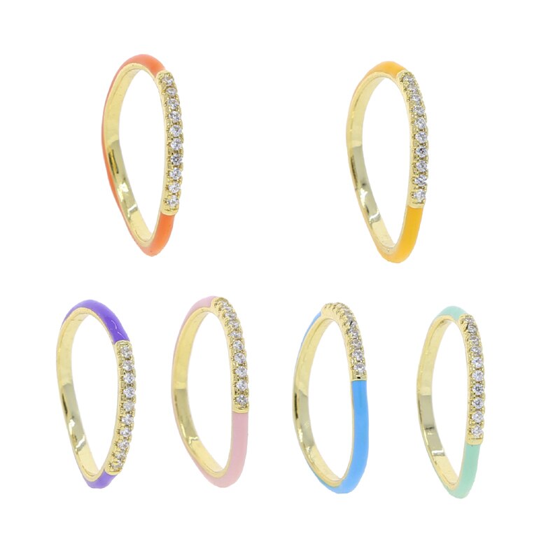 Thin Wave Enamel Pastel Coloured Stacking RIngs