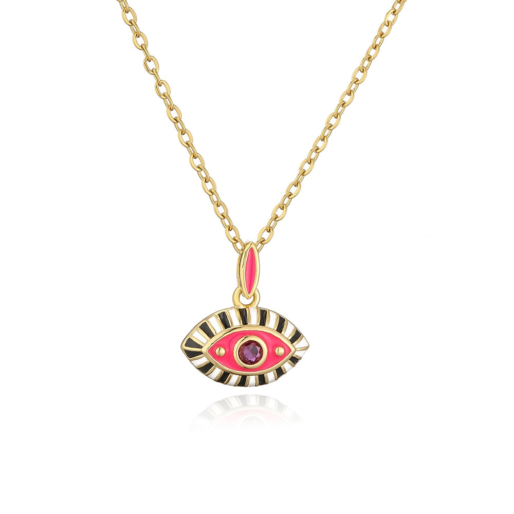 Enamel Gold Evil Eye Necklace