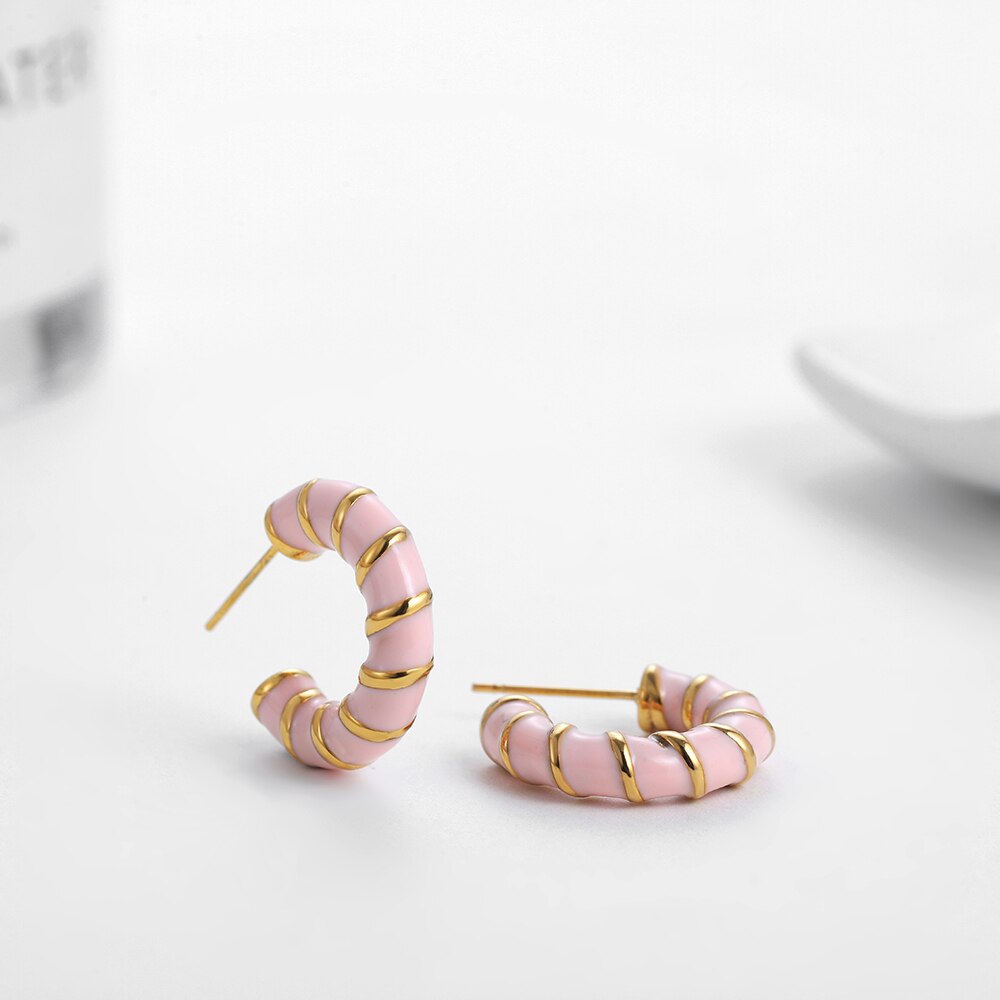 Bohemia Blue & Pink Twisted Hoops