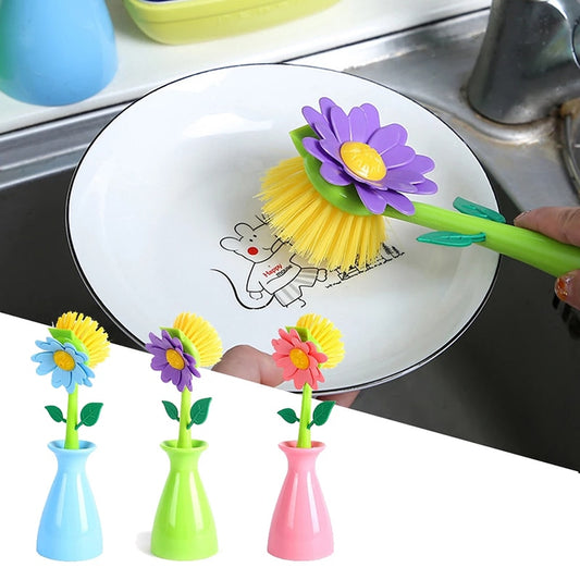 Floral Cleaning Brush & Base