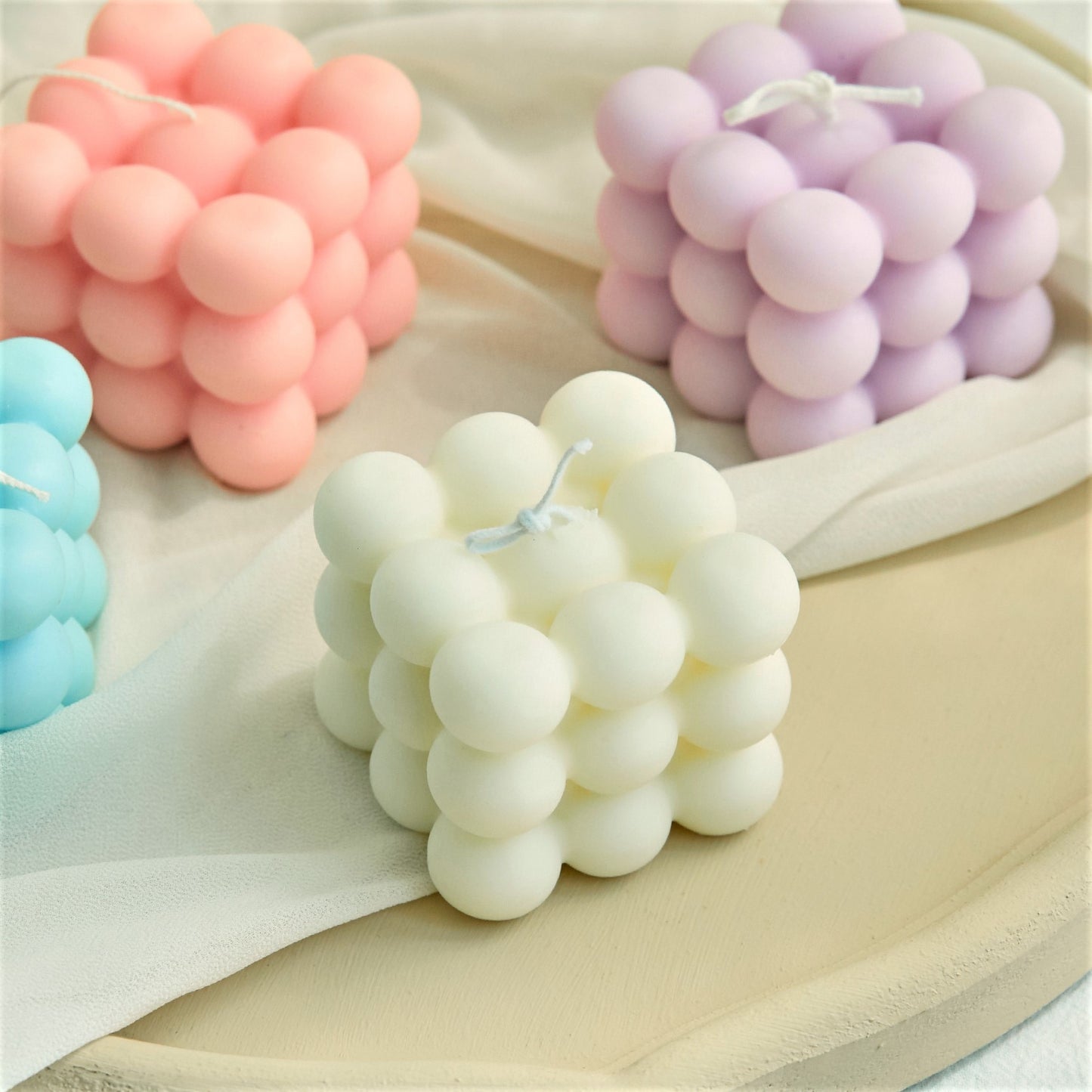 Bubble Cube Pastel Candles