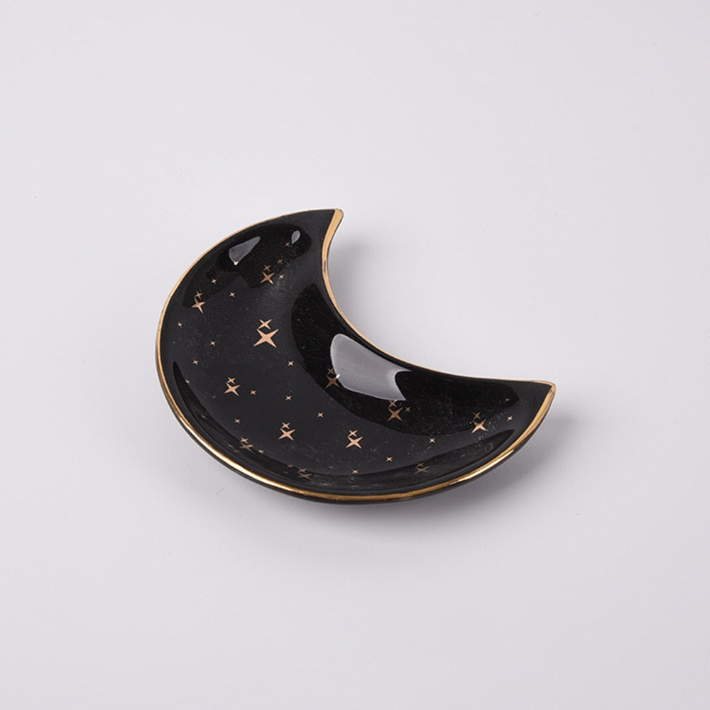 Crescent Moon Ceramic Trinket Dish