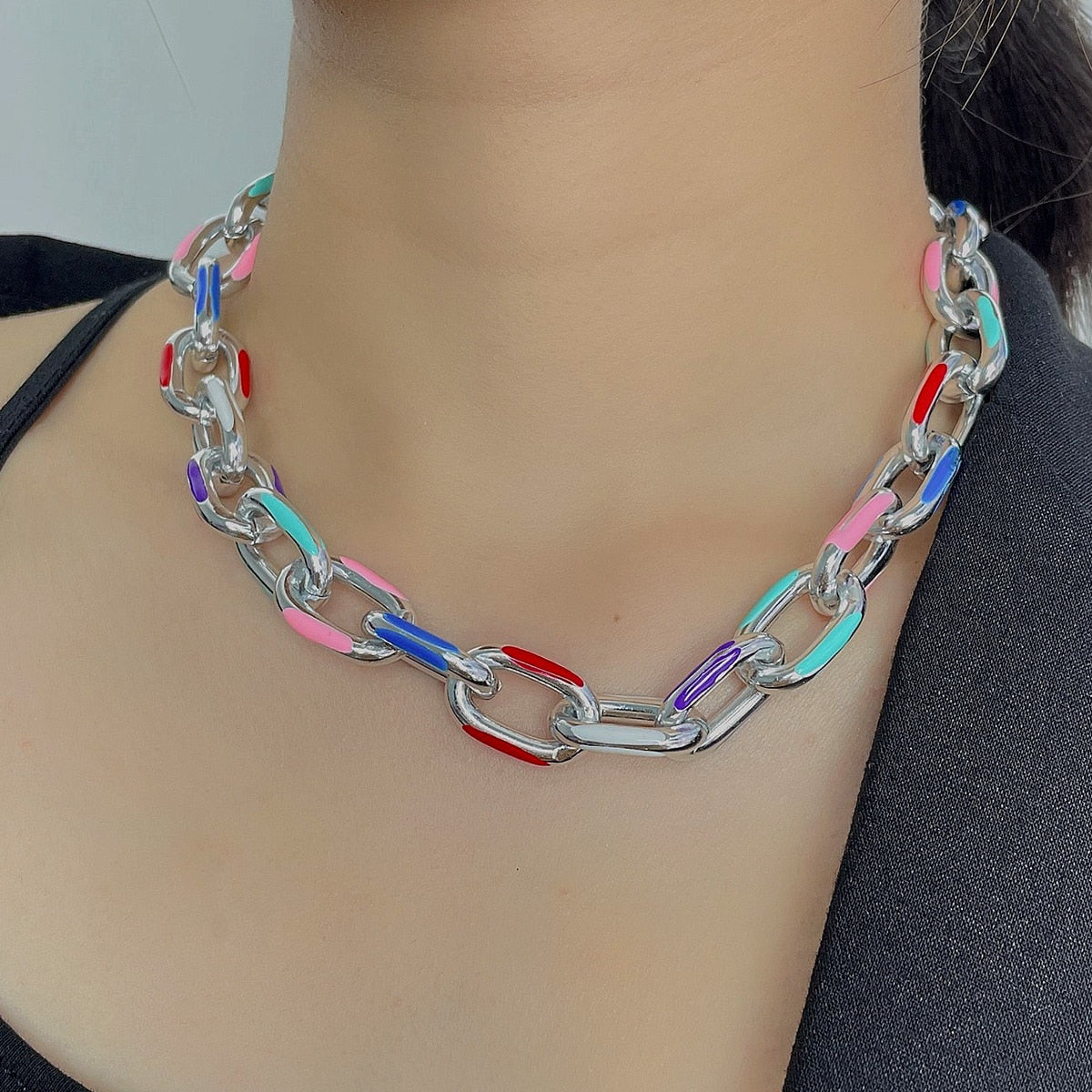 Rainbow Chain Choker Necklace