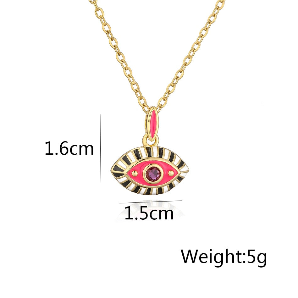 Enamel Gold Evil Eye Necklace