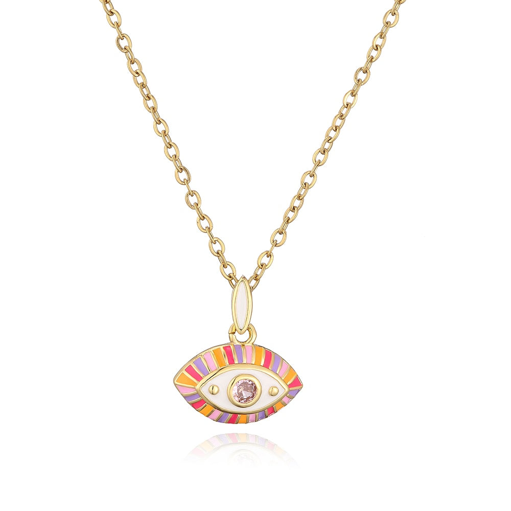 Enamel Gold Evil Eye Necklace