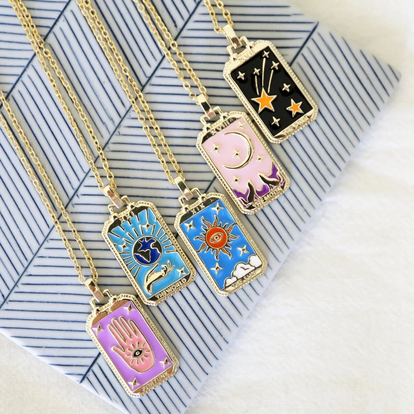 Enamel Tarot Pendant Necklace