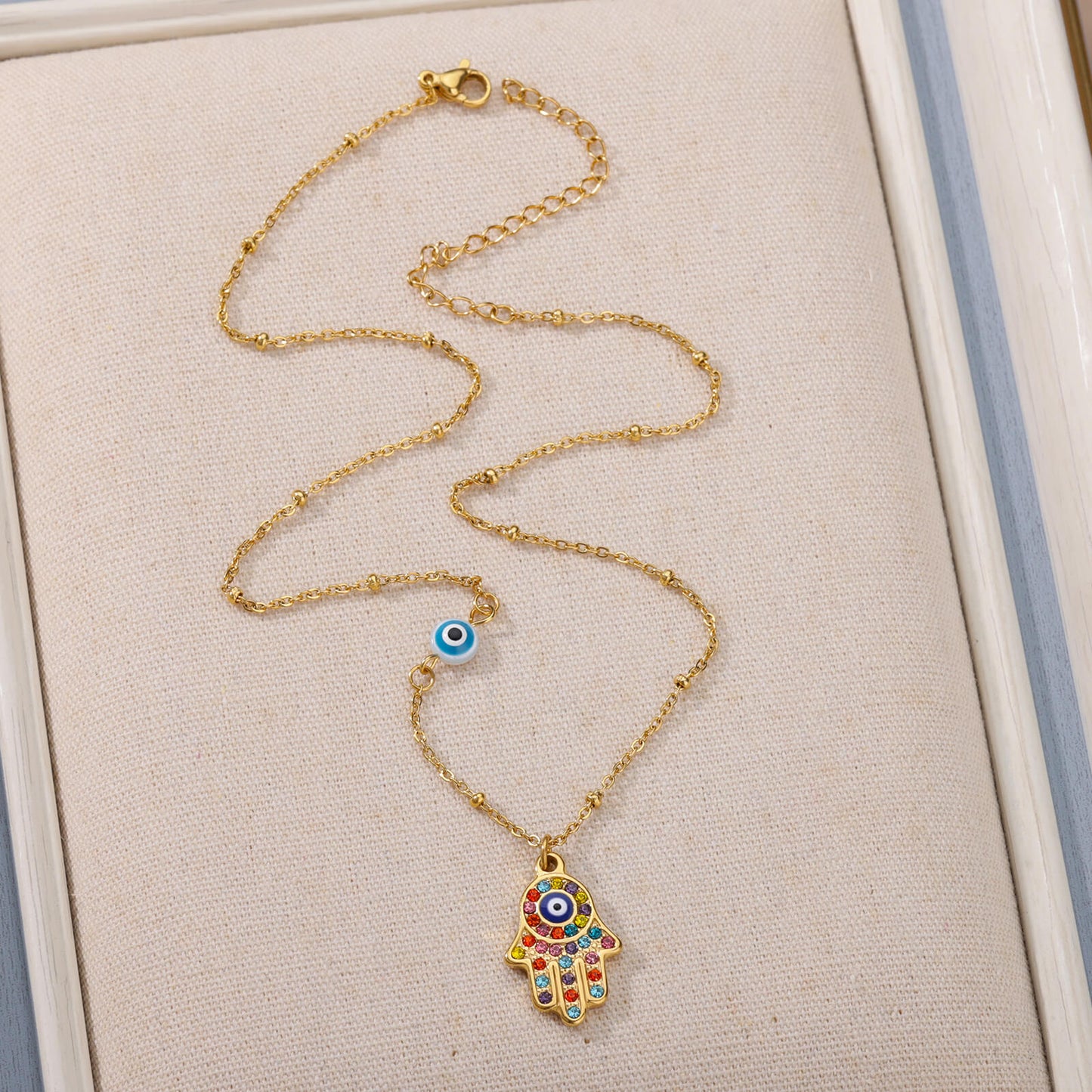 Colourful Hand of Fatima Necklace