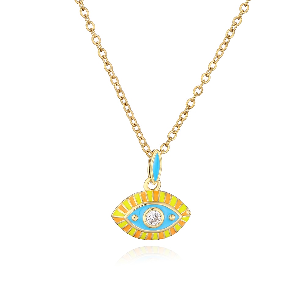 Enamel Gold Evil Eye Necklace