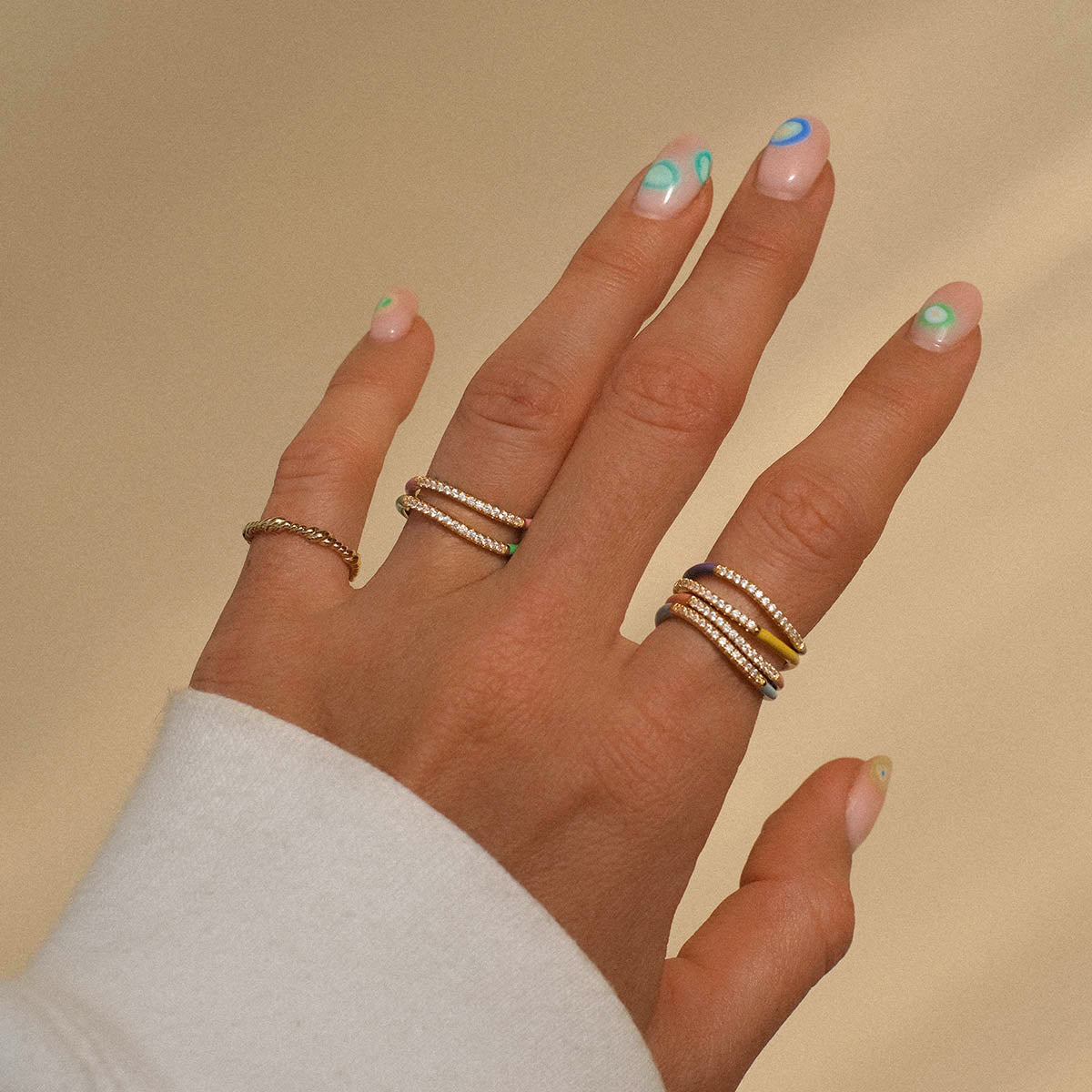 Thin Wave Enamel Pastel Coloured Stacking RIngs