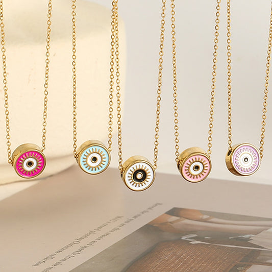 Bohemia Chunky Disc Evil Eye Necklace