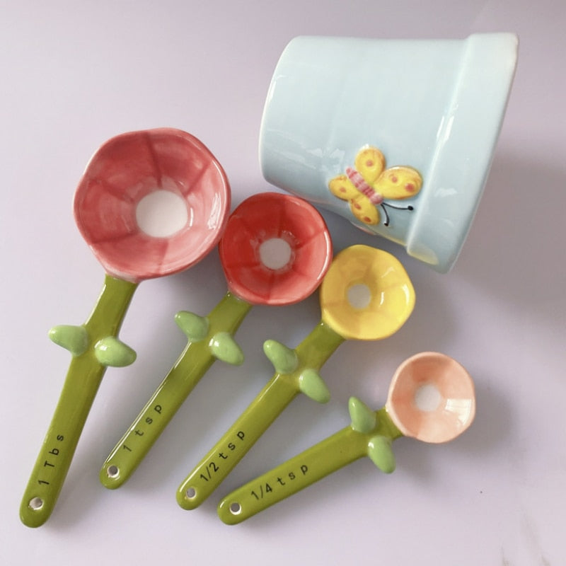 Ceramic Floral Measuring Spoons Set