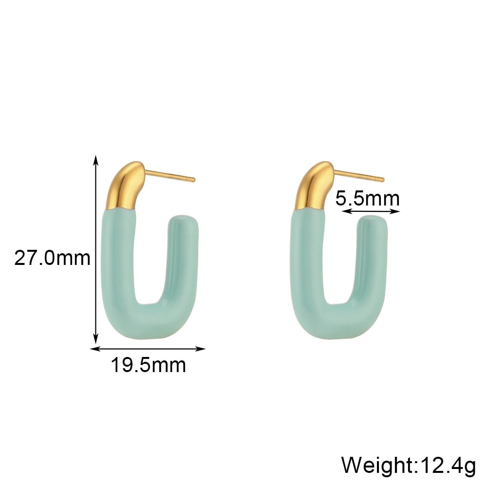 Enamel Rectangle Pastel Hoops