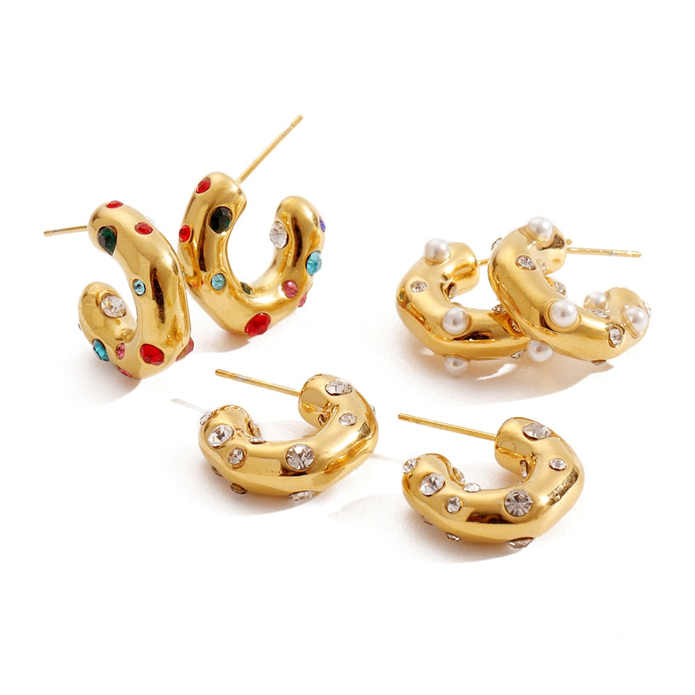 Gold Zircon Chunky Hoops