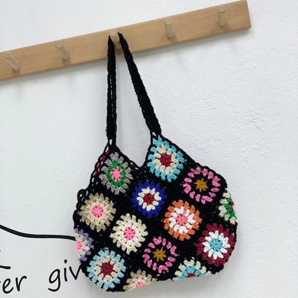 Boho Crochet Knitted Tote Bag