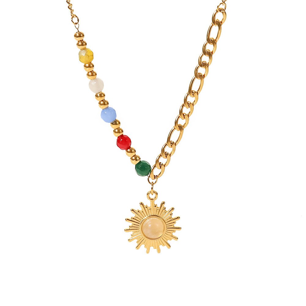 Opal Sun Pendant Necklace