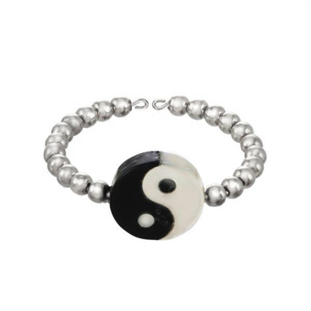 Yin Yang Beaded Ring