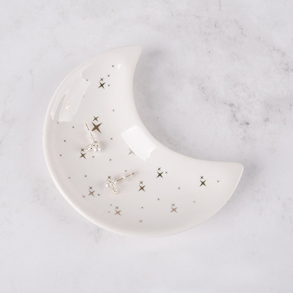 Crescent Moon Ceramic Trinket Dish