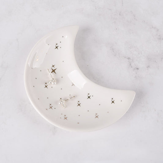 Crescent Moon Ceramic Trinket Dish