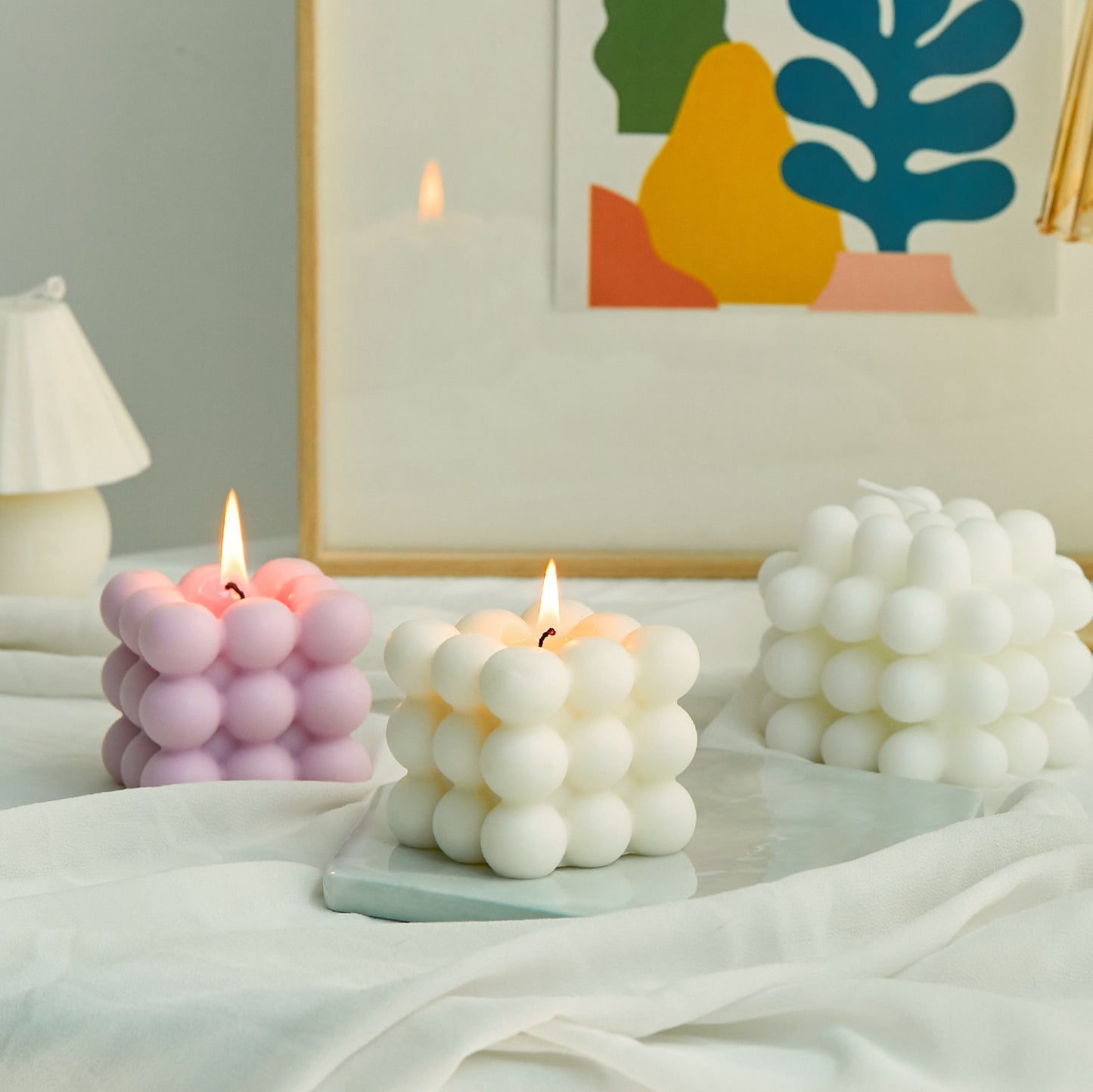 Bubble Cube Pastel Candles