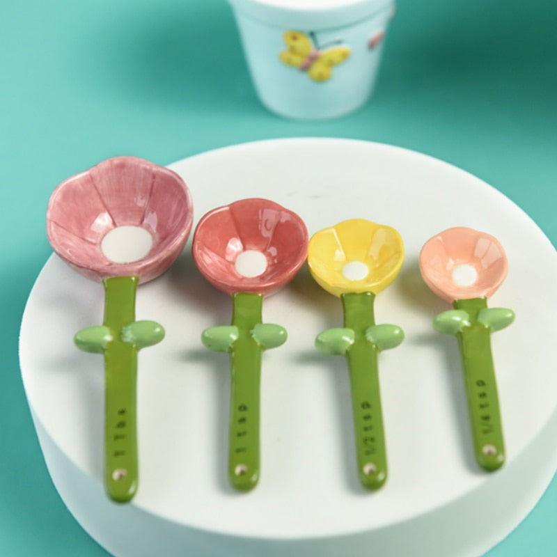 Ceramic Floral Measuring Spoons Set