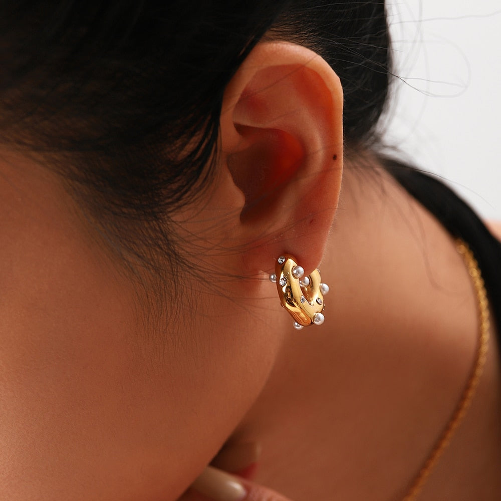 Gold Zircon Chunky Hoops