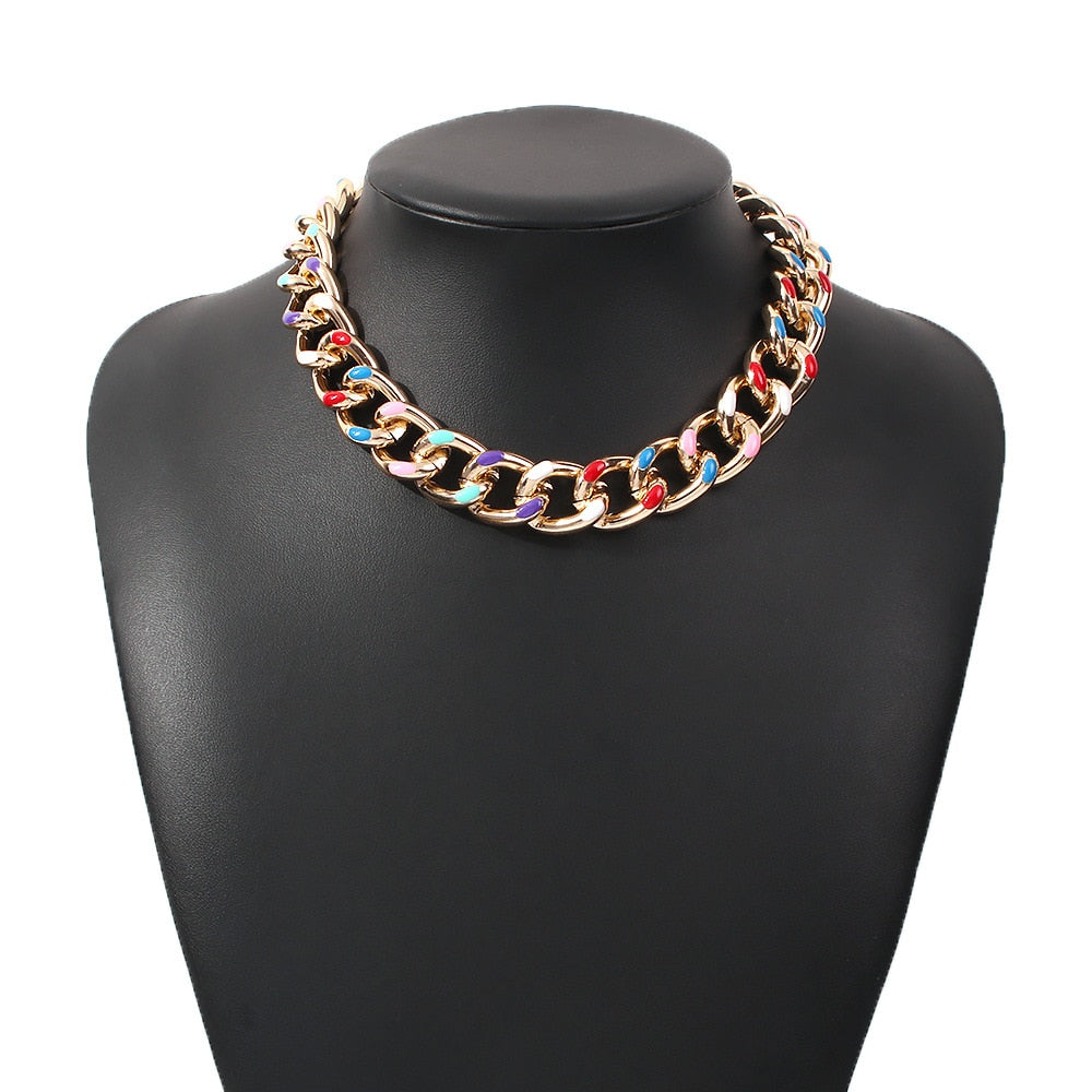 Rainbow Chain Choker Necklace